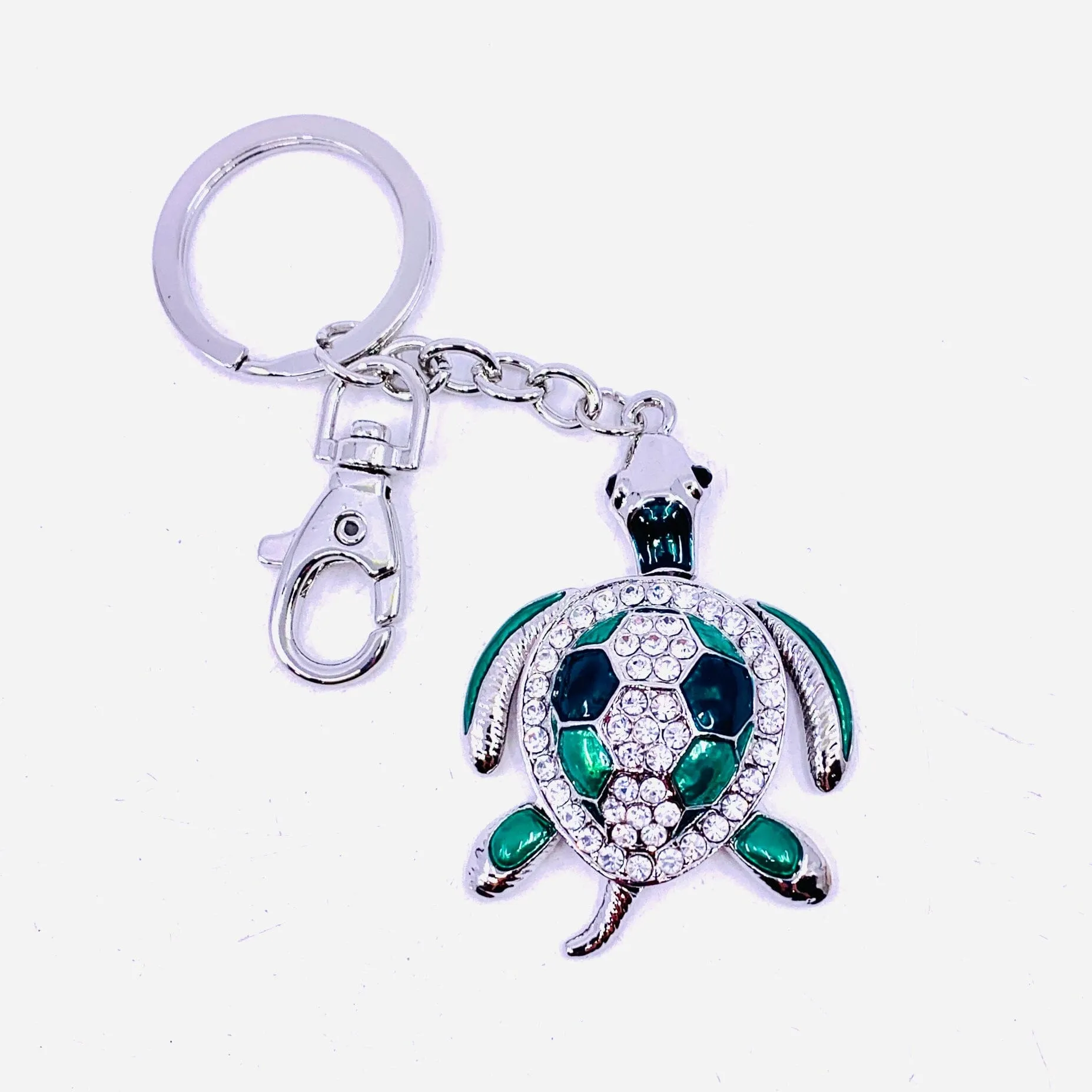 Bejeweled Key Chain 1, Sea Turtle Green