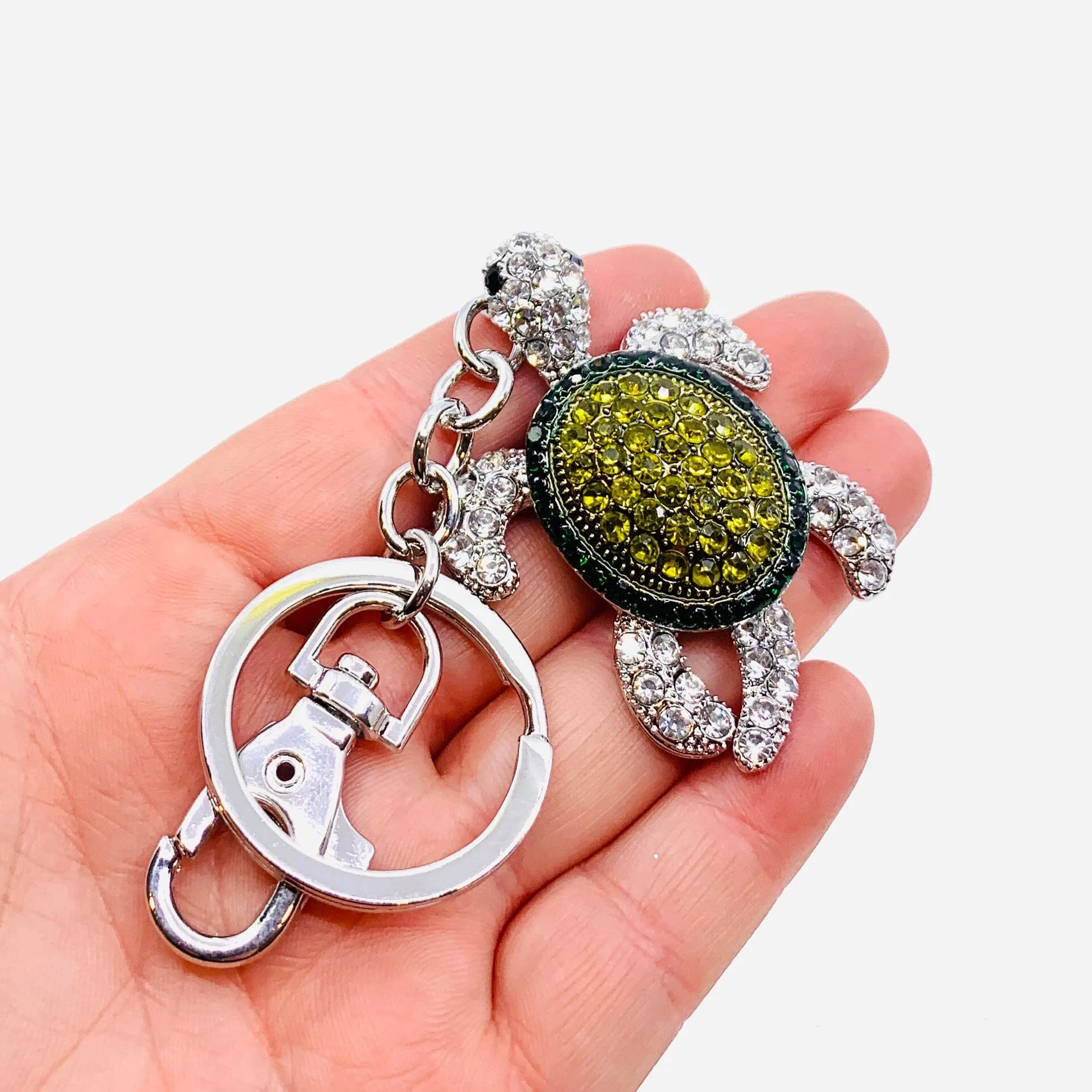 Bejeweled Key Chain 8, Green Turtle