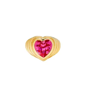 Berlingot Pink Glass Heart Ring