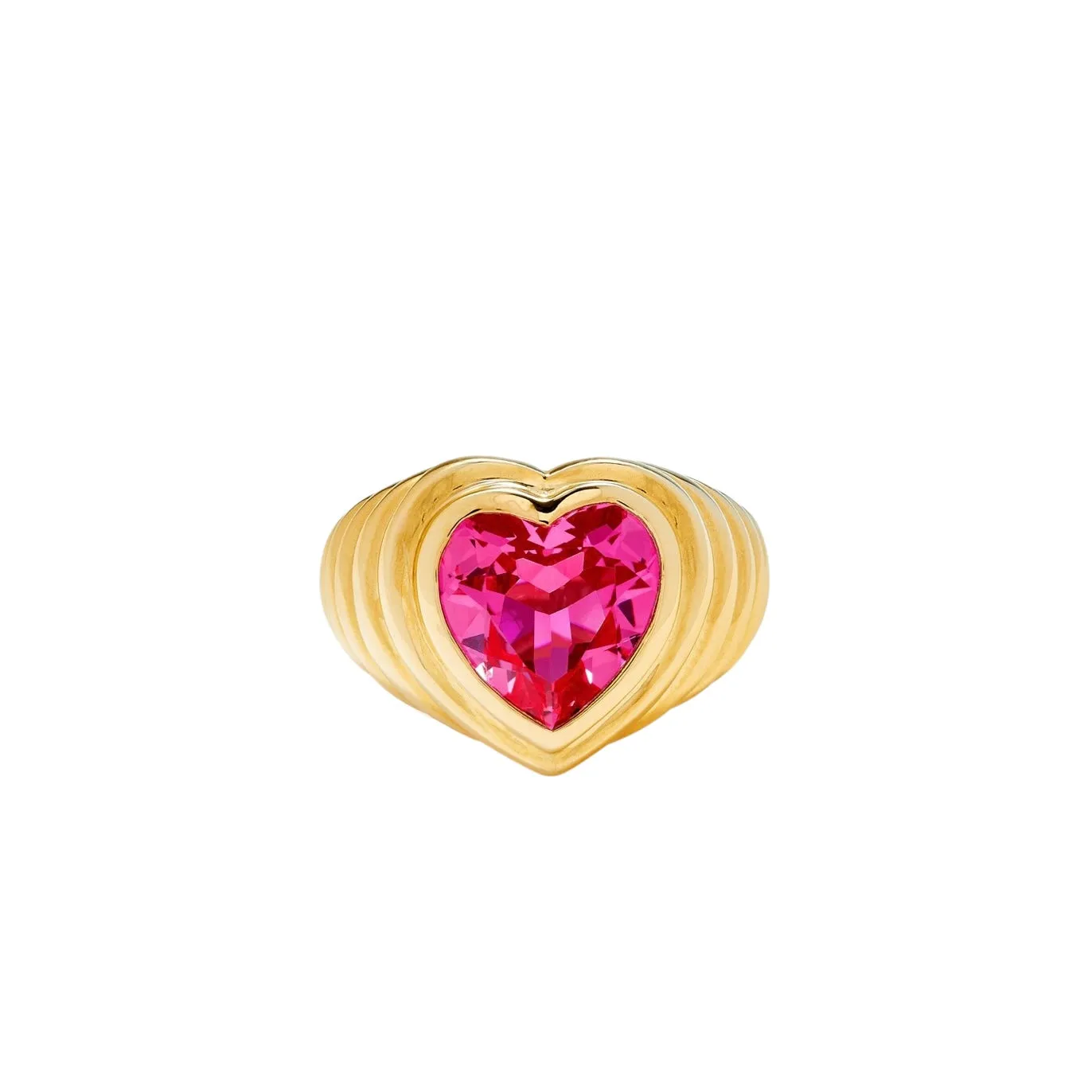 Berlingot Pink Glass Heart Ring