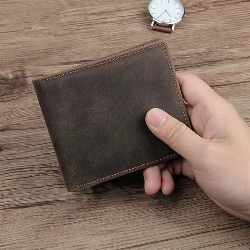 Best Brown Bifold Leather Mens Wallet Slim Wallet Billfold Wallet Driver's License Wallet for Men