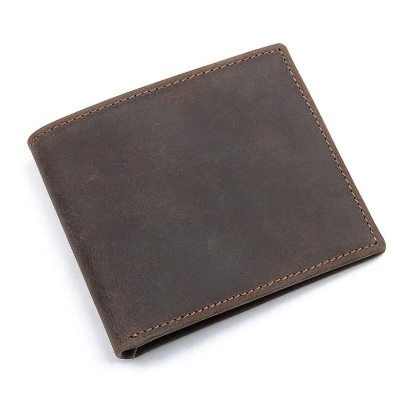 Best Brown Bifold Leather Mens Wallet Slim Wallet Billfold Wallet Driver's License Wallet for Men