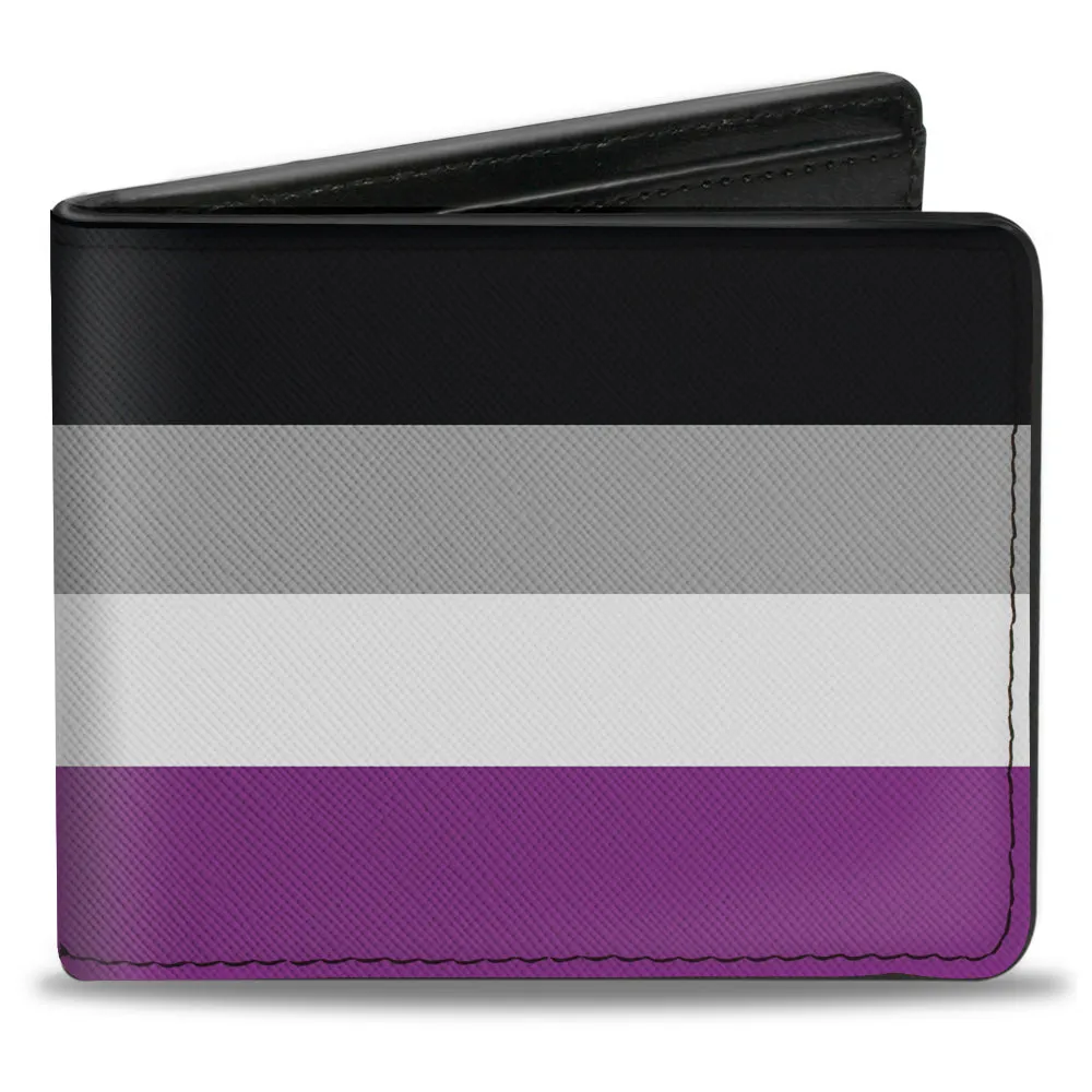 Bi-Fold Wallet - Flag Asexual Black Gray White Purple by Buckle-Down