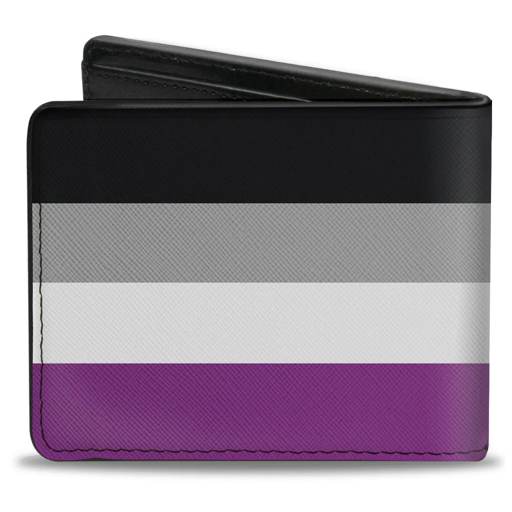 Bi-Fold Wallet - Flag Asexual Black Gray White Purple by Buckle-Down