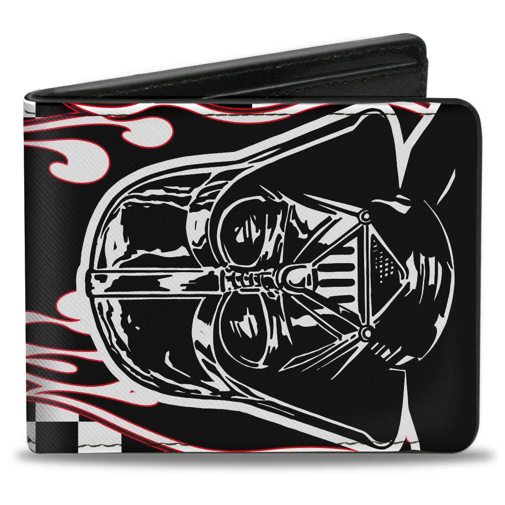 Bi-Fold Wallet - Star Wars Darth Vader Flames Checkers Black White Red by Buckle-Down