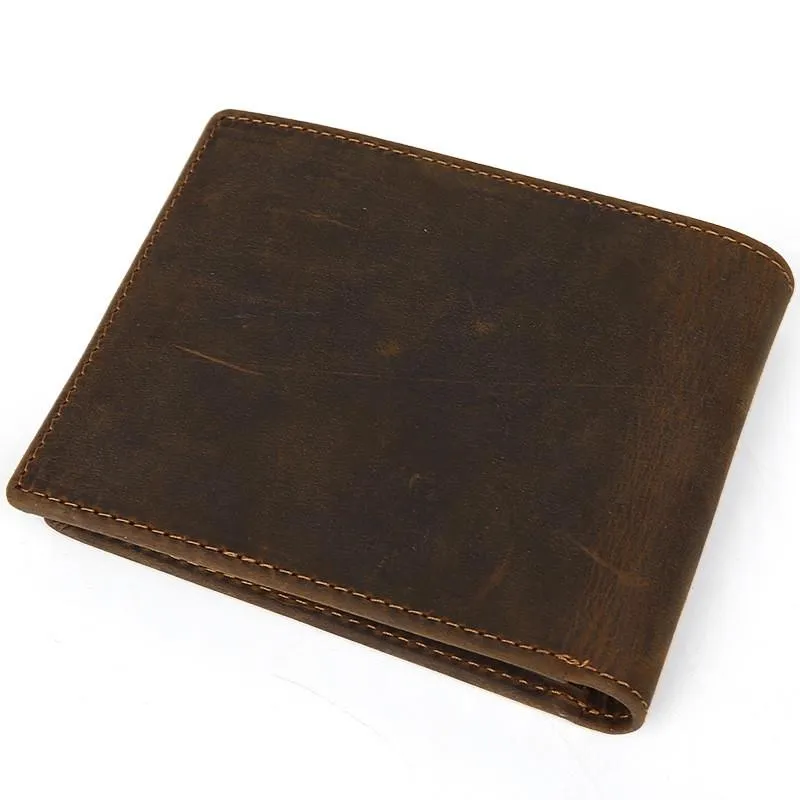 Bifold Brown Leather Mens Wallet Small Wallet billfold Wallet Driver's License Wallet for Men