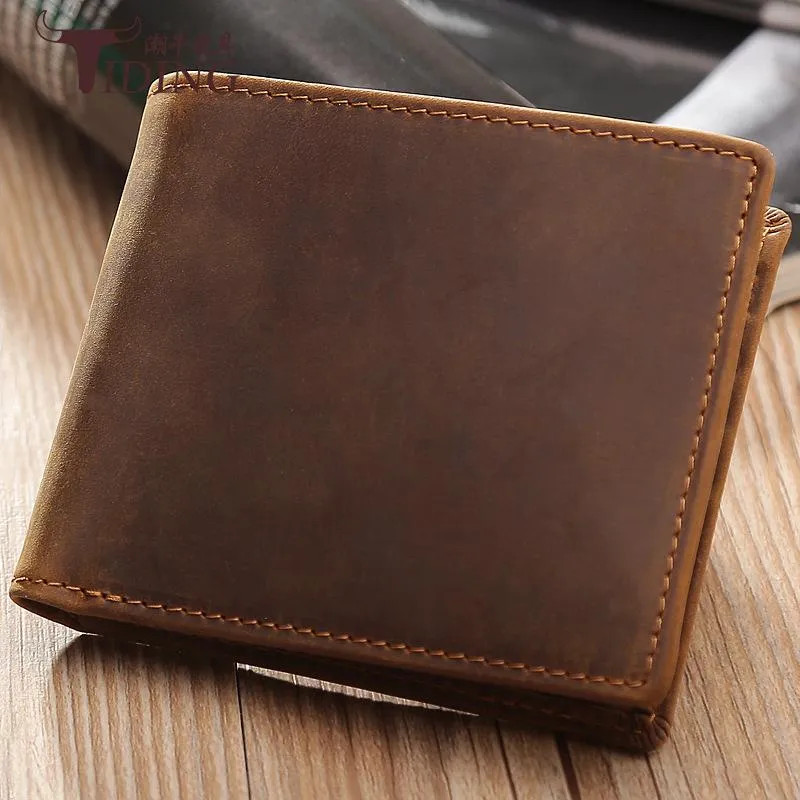 Bifold Brown Leather Mens Wallet Small Wallet billfold Wallet Driver's License Wallet for Men