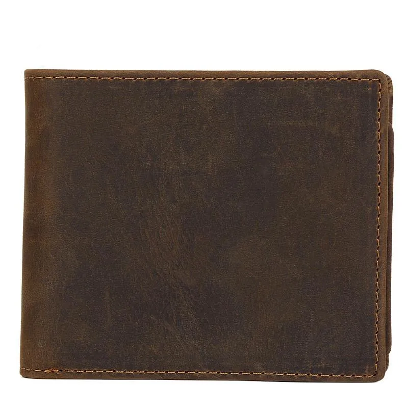 Bifold Brown Leather Mens Wallet Small Wallet billfold Wallet Driver's License Wallet for Men