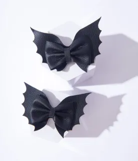 Black Bat Bow Hair Clips Set