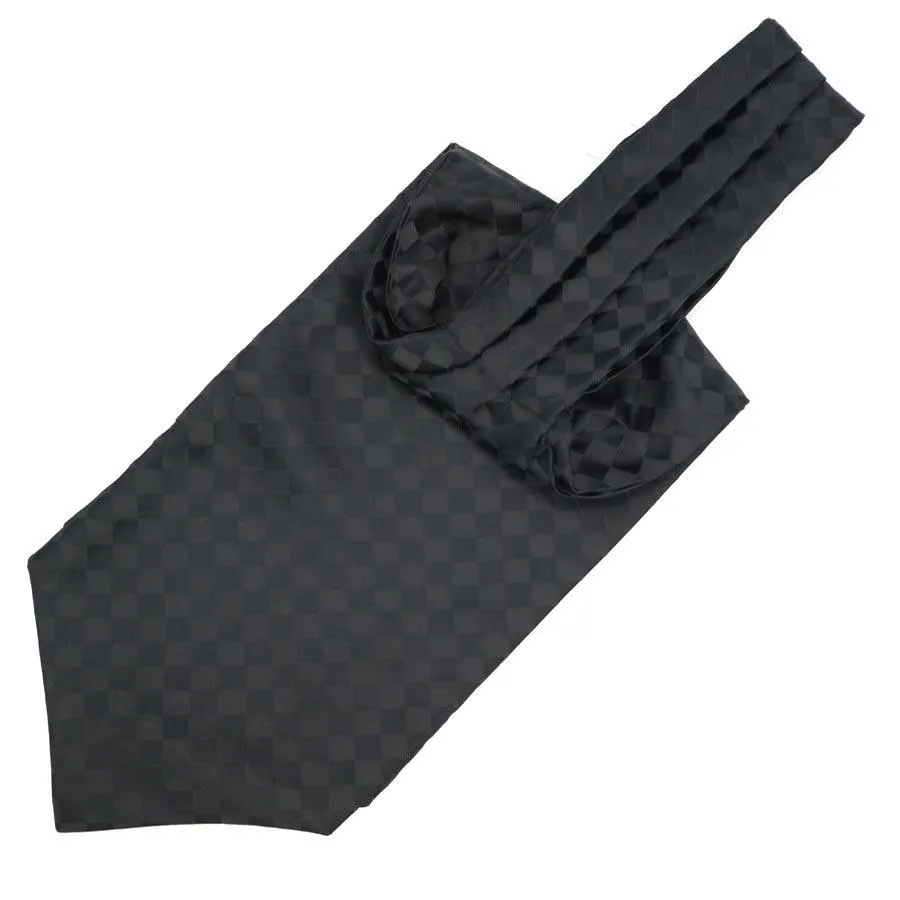 Black Check Jacquard Ascot Tie