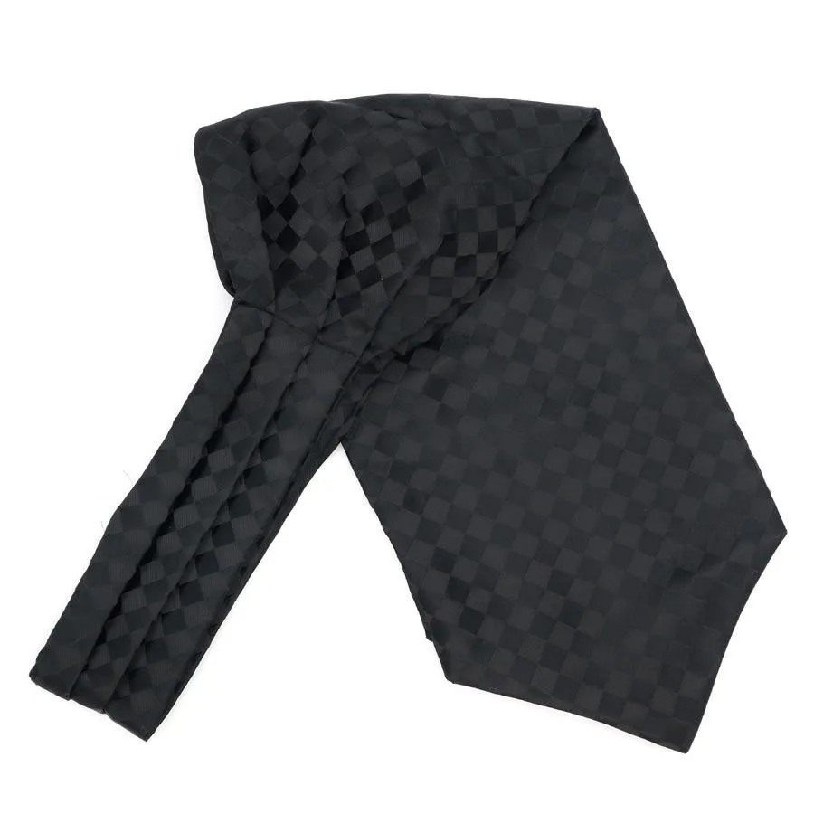 Black Check Jacquard Ascot Tie