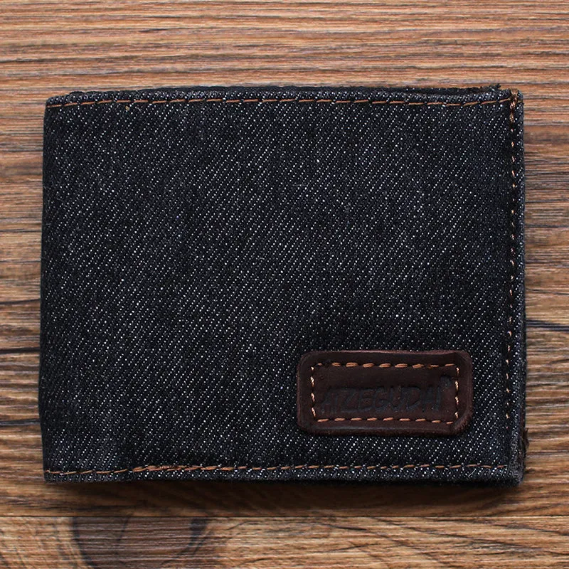 Black Denim Wallet Denim Mens Slim billfold Wallet Denim Bifold Wallets For Men