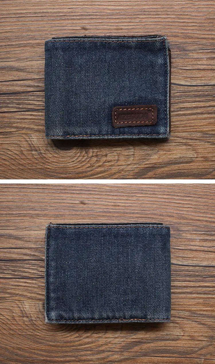 Black Denim Wallet Denim Mens Slim billfold Wallet Denim Bifold Wallets For Men