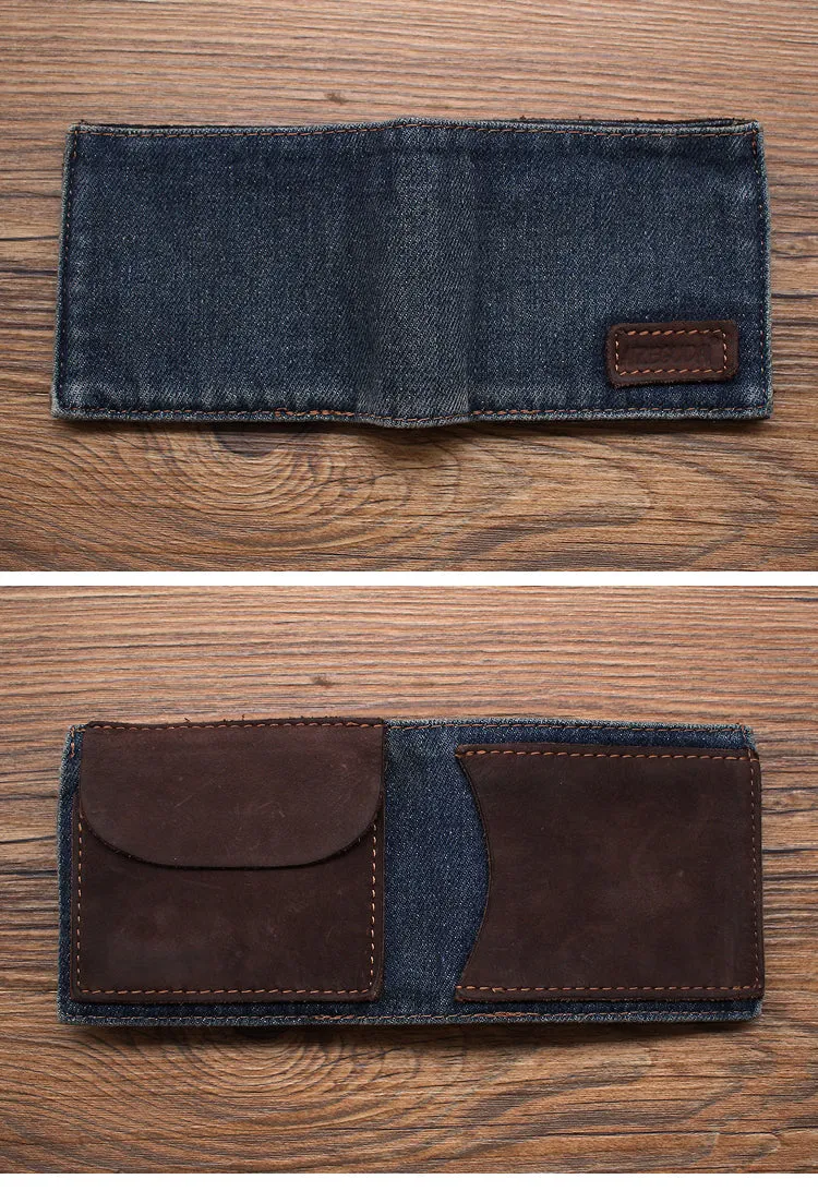 Black Denim Wallet Denim Mens Slim billfold Wallet Denim Bifold Wallets For Men