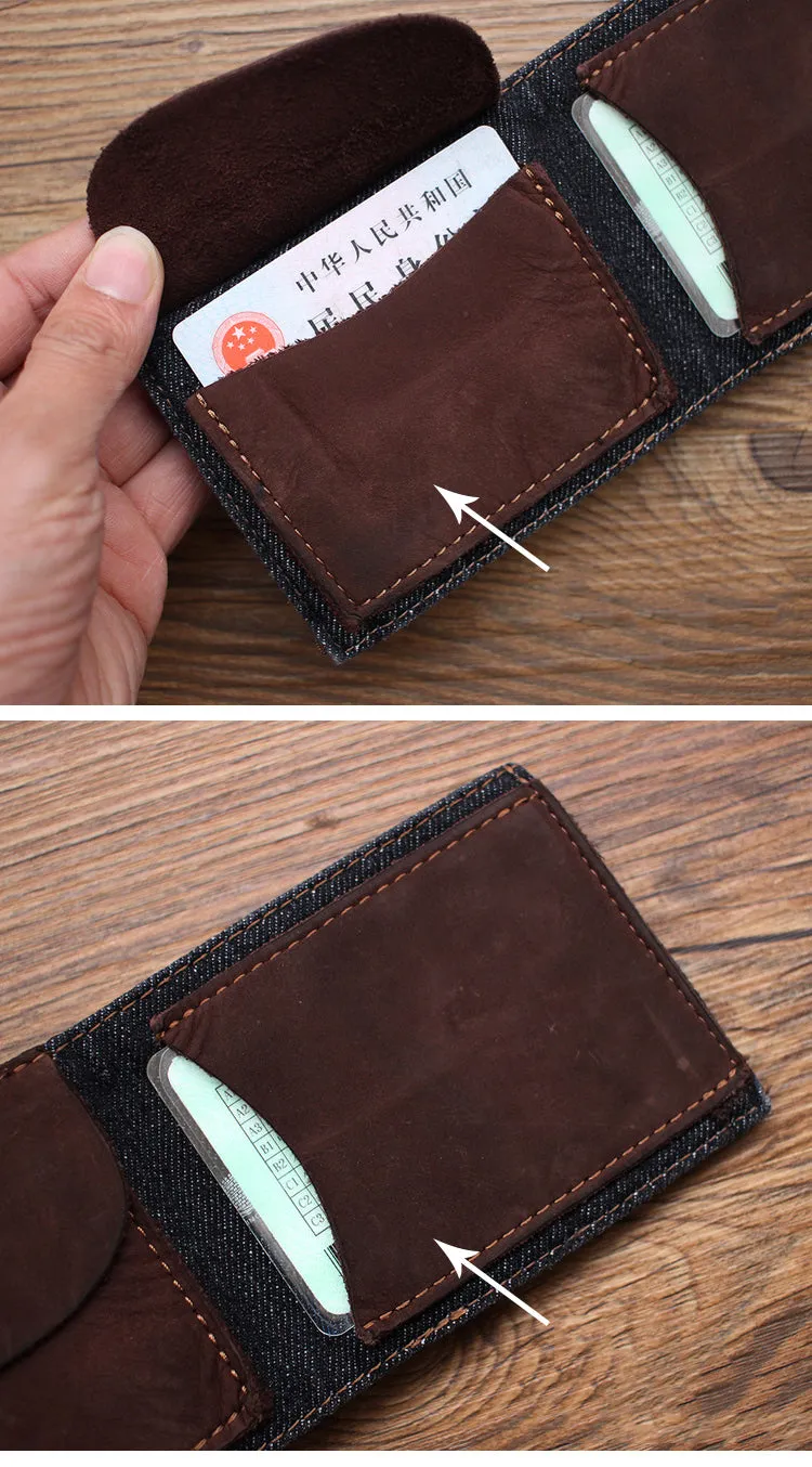 Black Denim Wallet Denim Mens Slim billfold Wallet Denim Bifold Wallets For Men