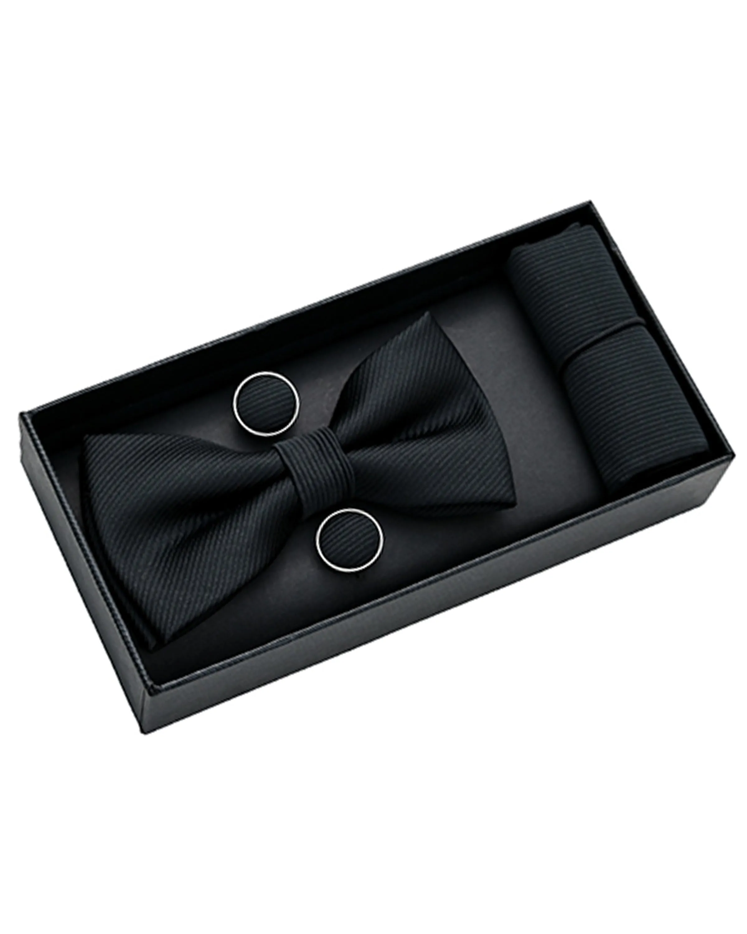 Black Etched Bowtie Set