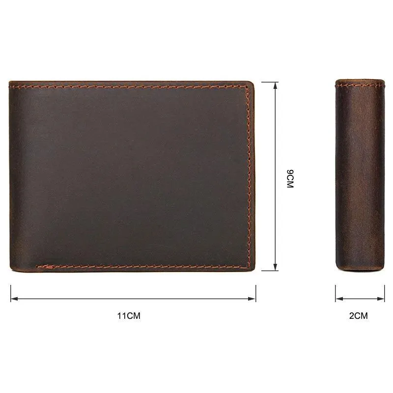 Black Leather Billfold Wallet for Men Black Bifold Wallet Coffee Leather Small Wallet For Men