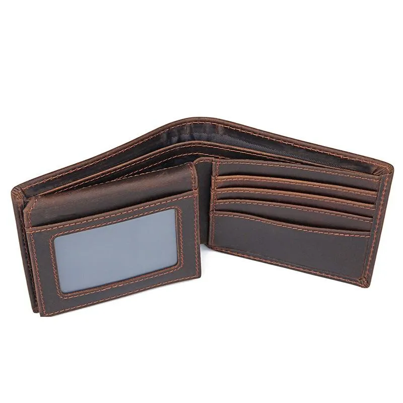 Black Leather Billfold Wallet for Men Black Bifold Wallet Coffee Leather Small Wallet For Men