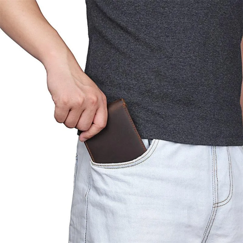 Black Leather Billfold Wallet for Men Black Bifold Wallet Coffee Leather Small Wallet For Men