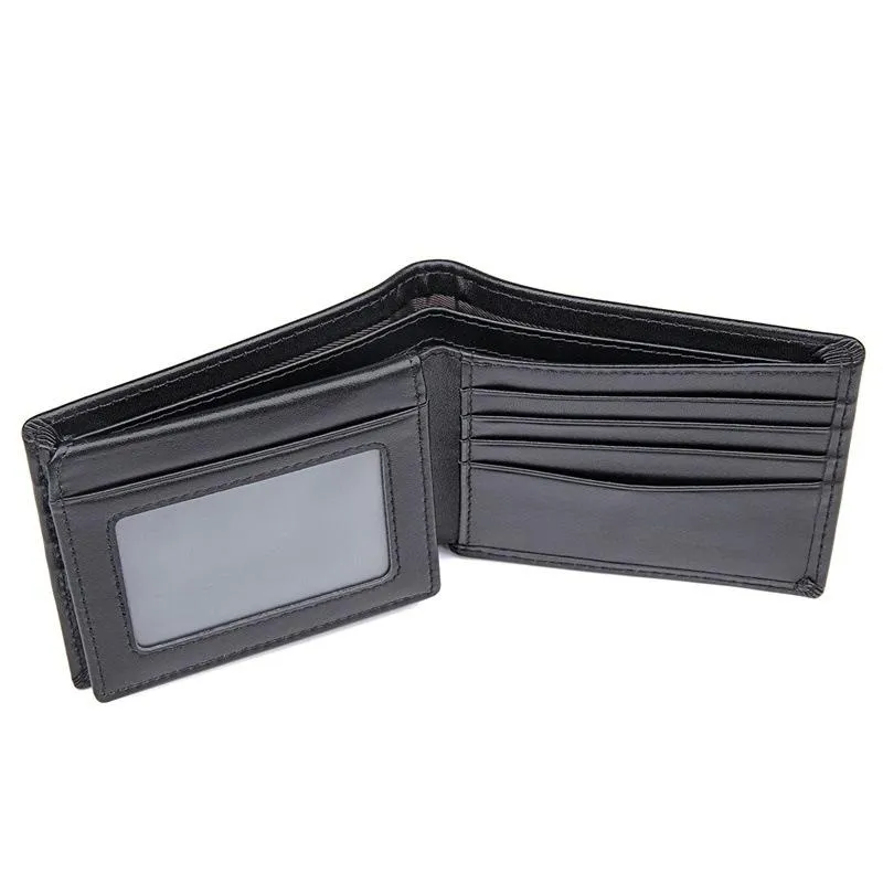 Black Leather Billfold Wallet for Men Black Bifold Wallet Coffee Leather Small Wallet For Men