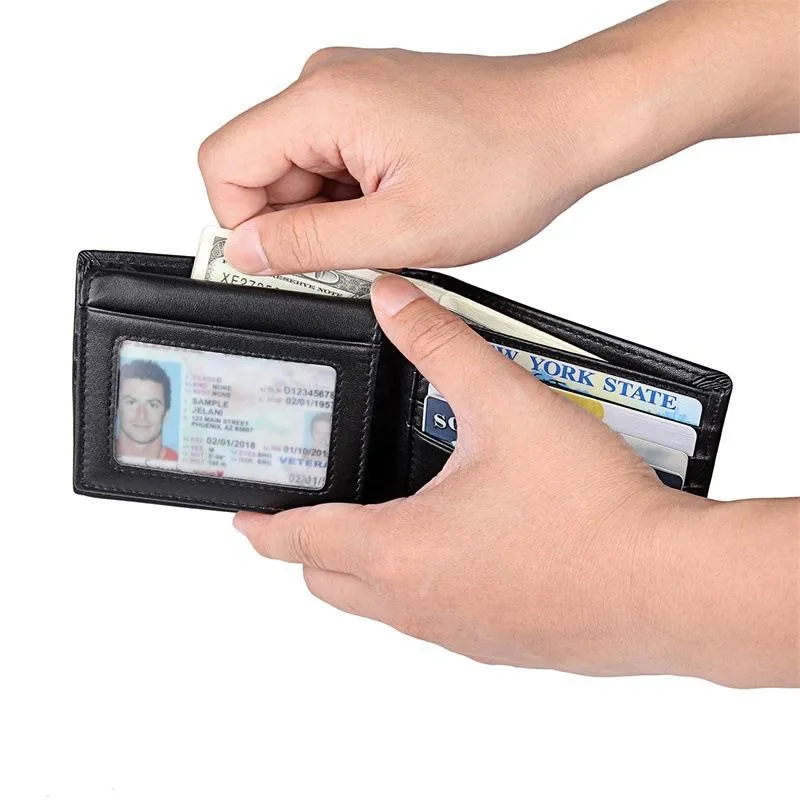 Black Leather Billfold Wallet for Men Black Bifold Wallet Coffee Leather Small Wallet For Men