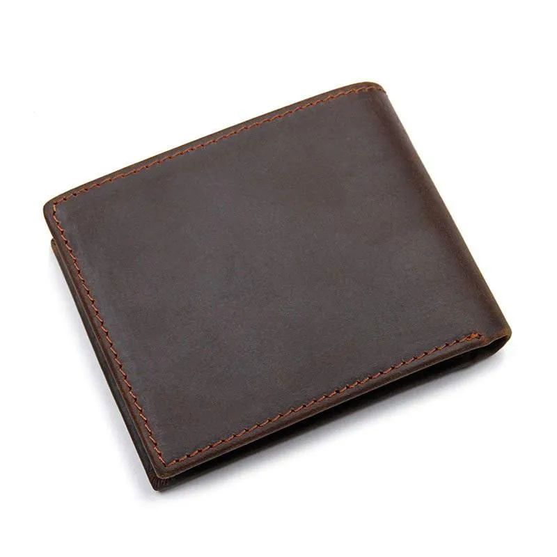 Black Leather Billfold Wallet for Men Black Bifold Wallet Coffee Leather Small Wallet For Men