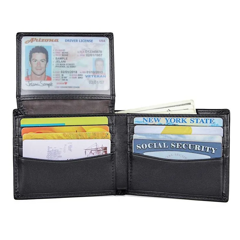 Black Leather Billfold Wallet for Men Black Bifold Wallet Coffee Leather Small Wallet For Men