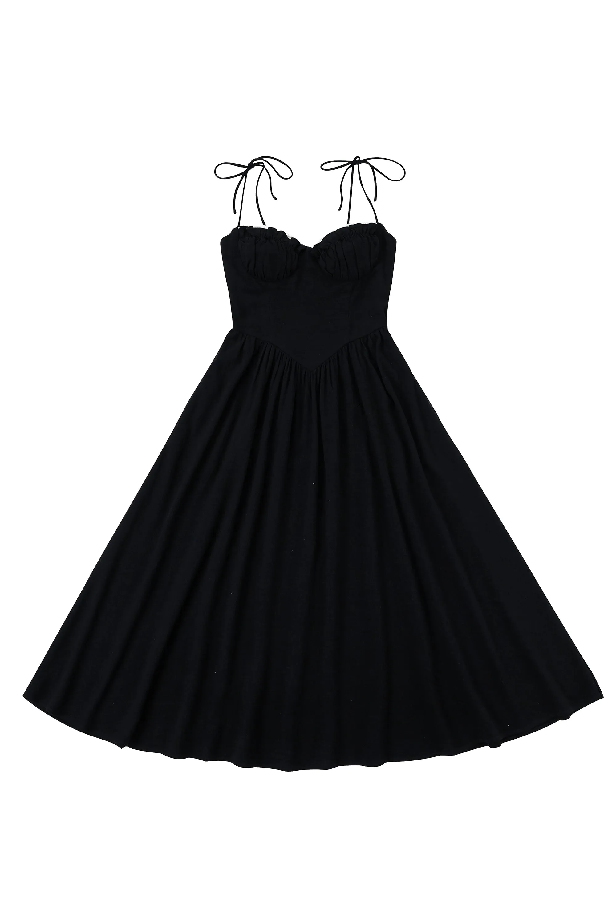 Black Linen French Cup Dress