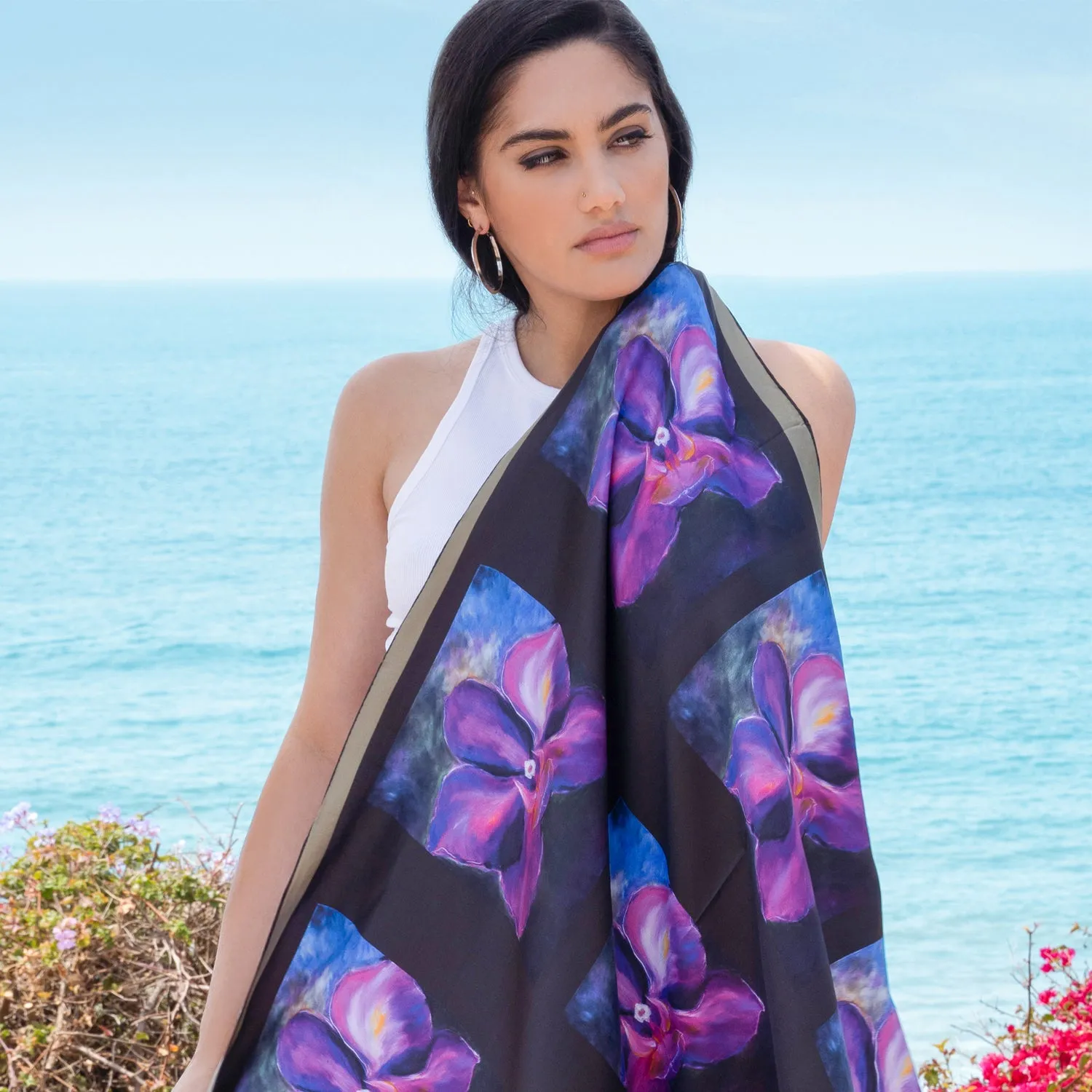 Black Orchid - Square Silk Scarf