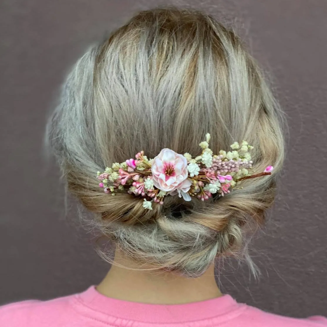 Blush and ivory flower hair comb Customisable Cherry blossom Wedding hair comb Bridal accessories Small flower comb Magaela Natural