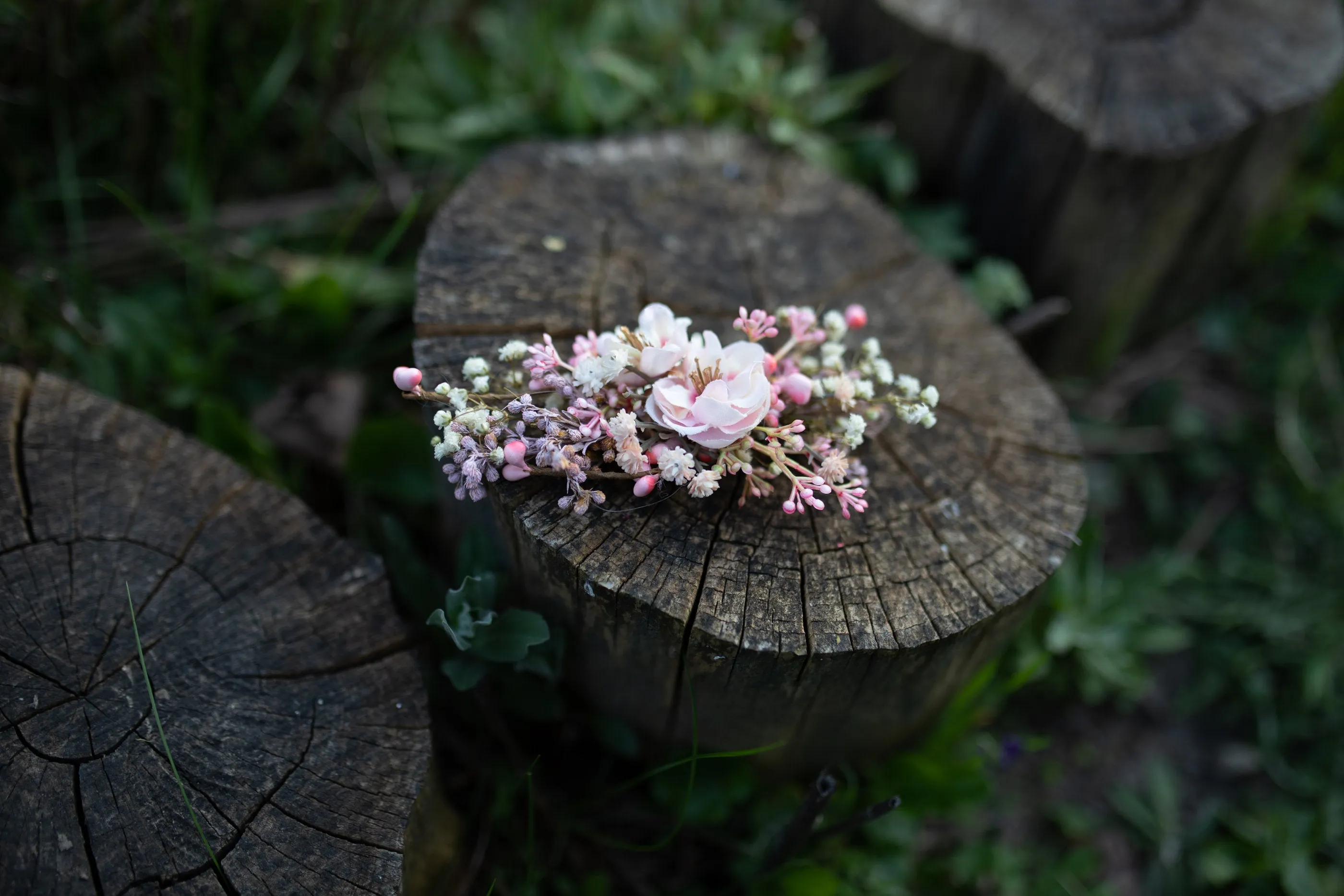 Blush and ivory flower hair comb Customisable Cherry blossom Wedding hair comb Bridal accessories Small flower comb Magaela Natural