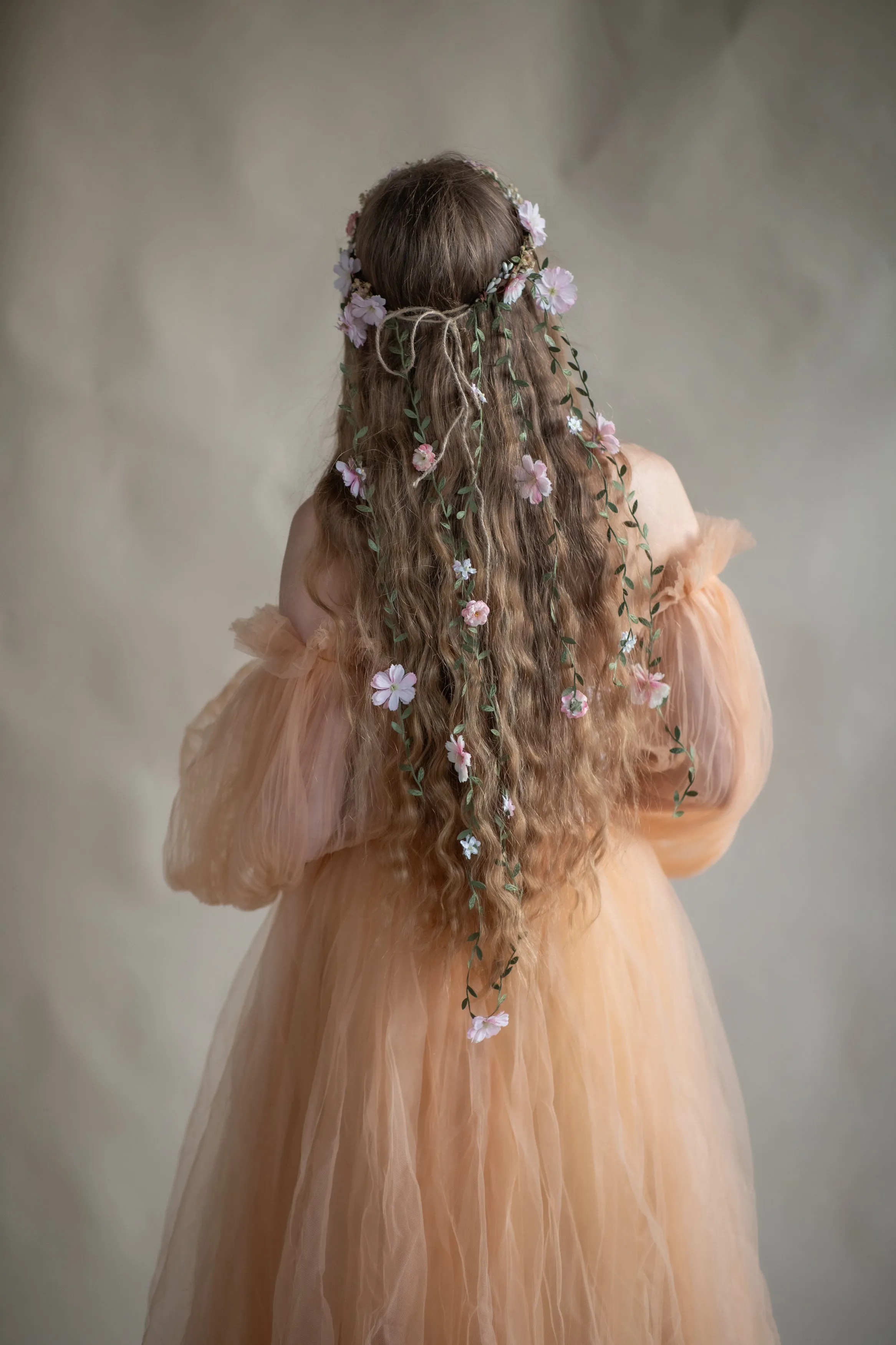 Blush flower hair crown with vines