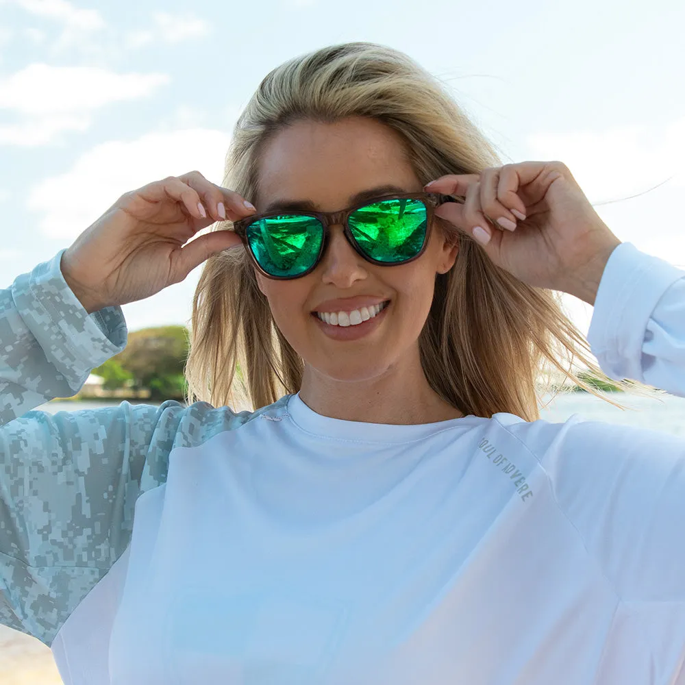 Boca Sunglasses | Clear Grey | Green Mirror