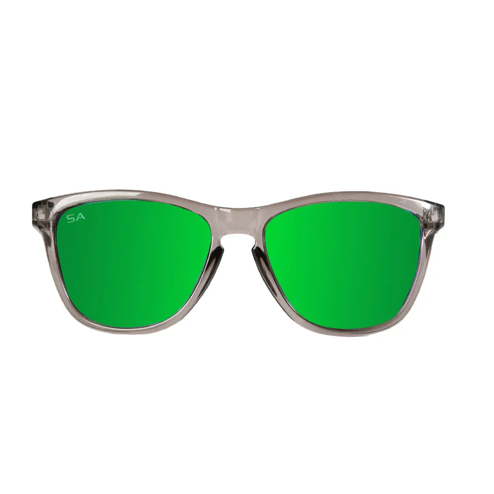 Boca Sunglasses | Clear Grey | Green Mirror