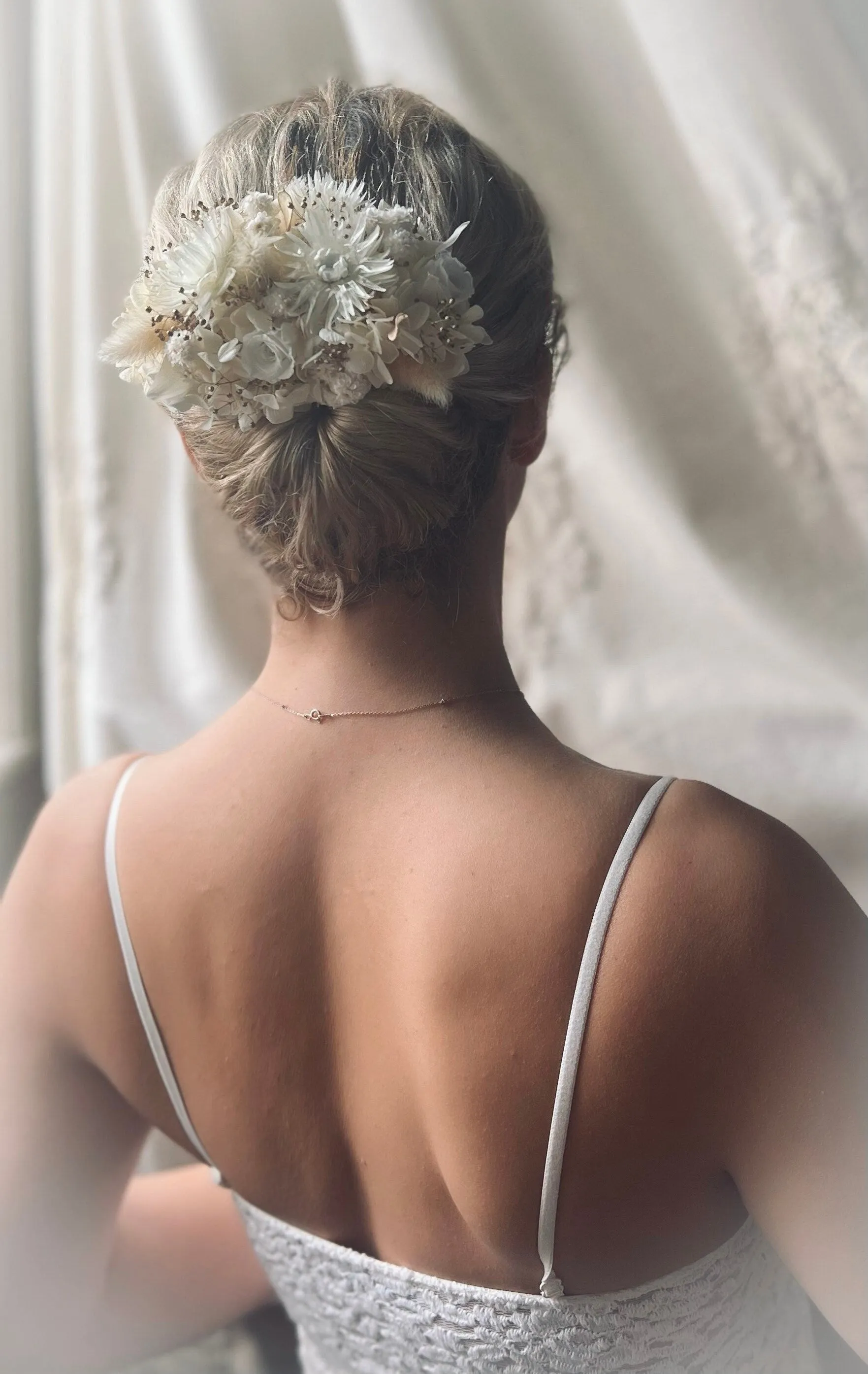 Boho Bridal Large Real Dried Flower Comb Barrette Ivory Bohemian Bride Statement Wedding Dried Flower Hair Accessories, Flower Headpiece UK