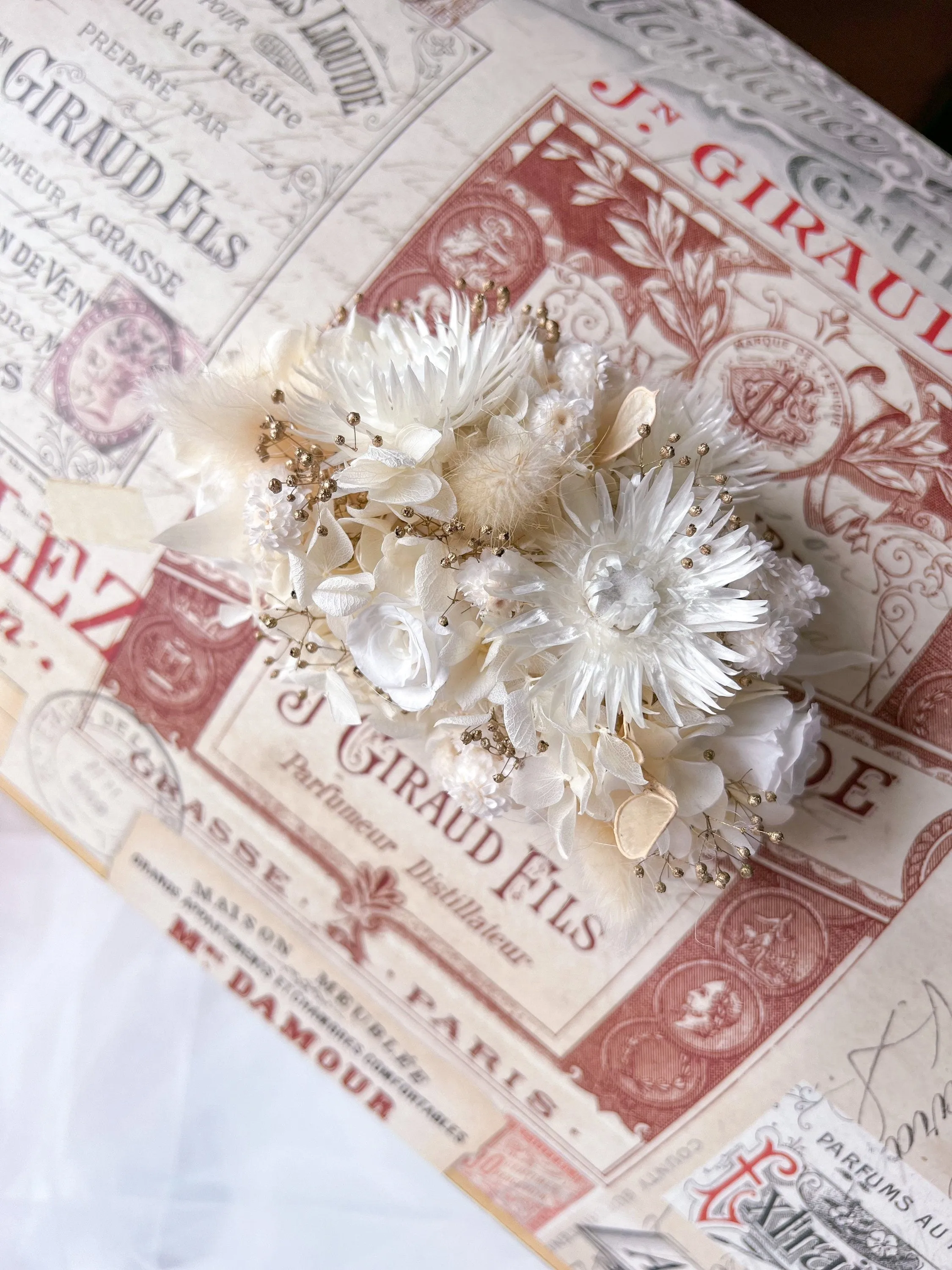 Boho Bridal Large Real Dried Flower Comb Barrette Ivory Bohemian Bride Statement Wedding Dried Flower Hair Accessories, Flower Headpiece UK