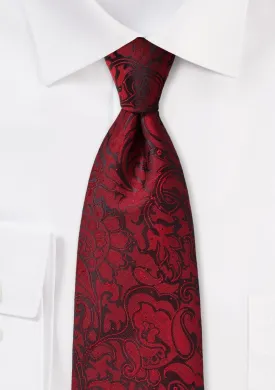 Bordeaux Floral Paisley Necktie