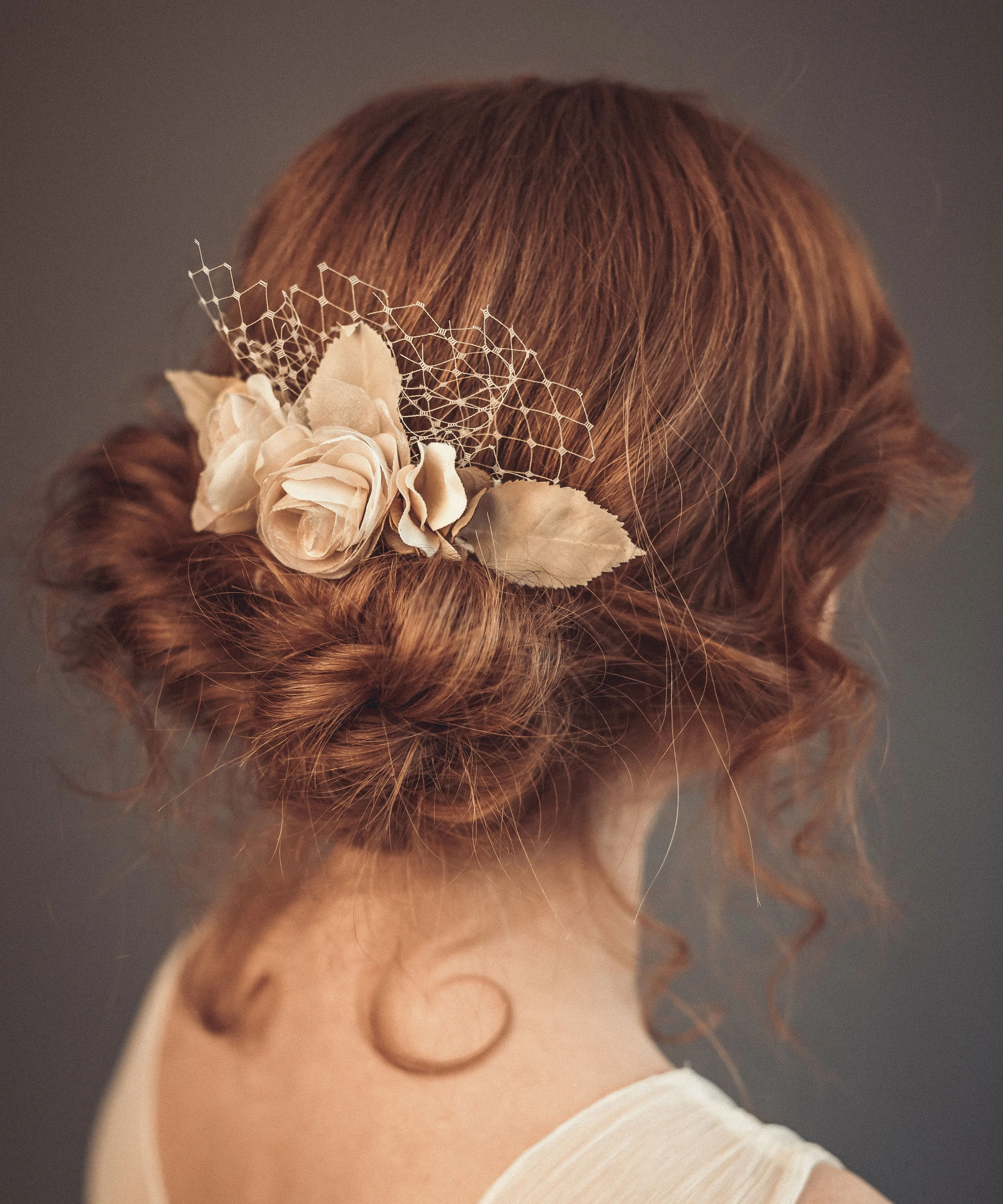 Bridal hair flower, hair comb