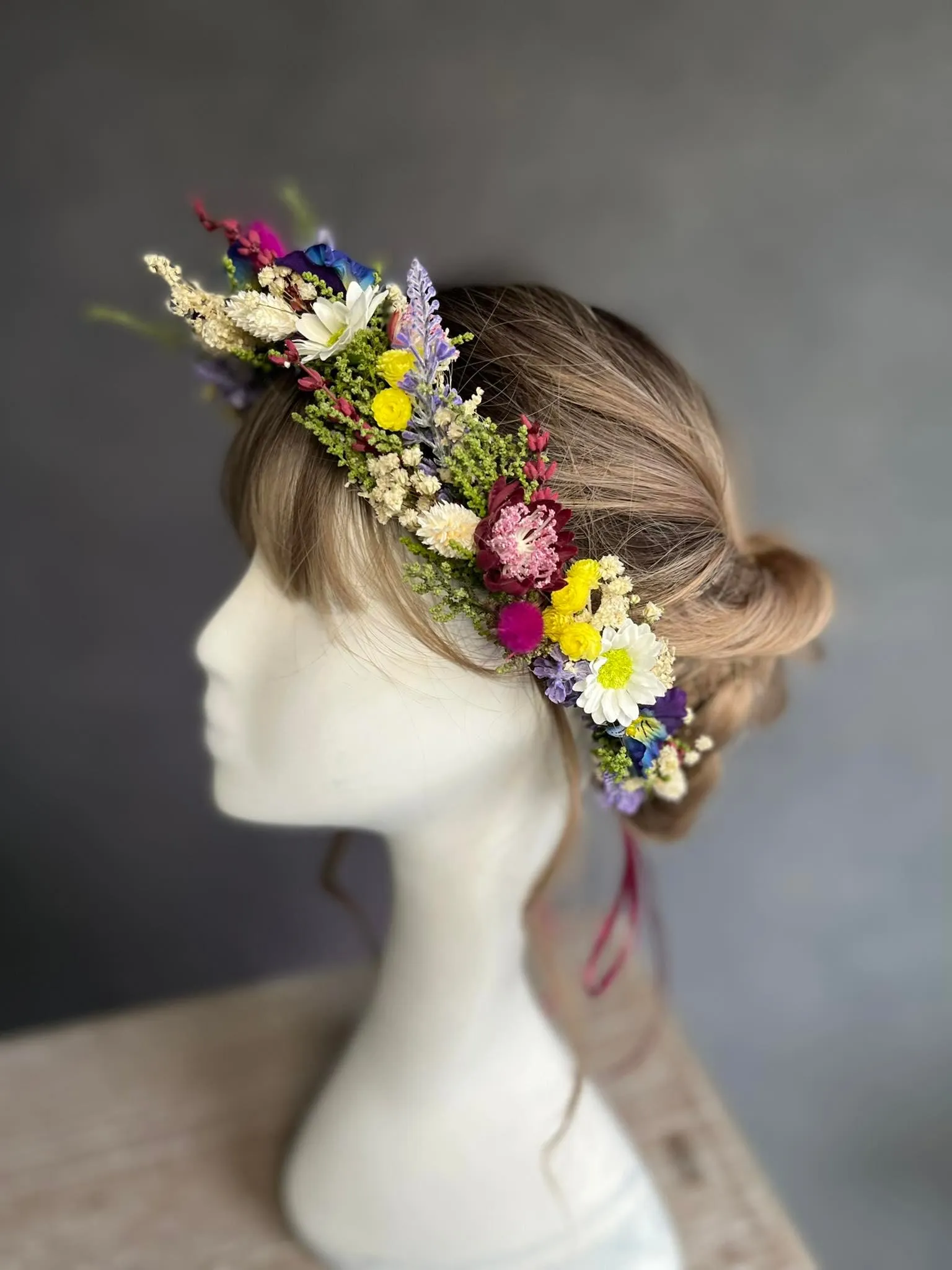 Bridal meadow flower hair crown