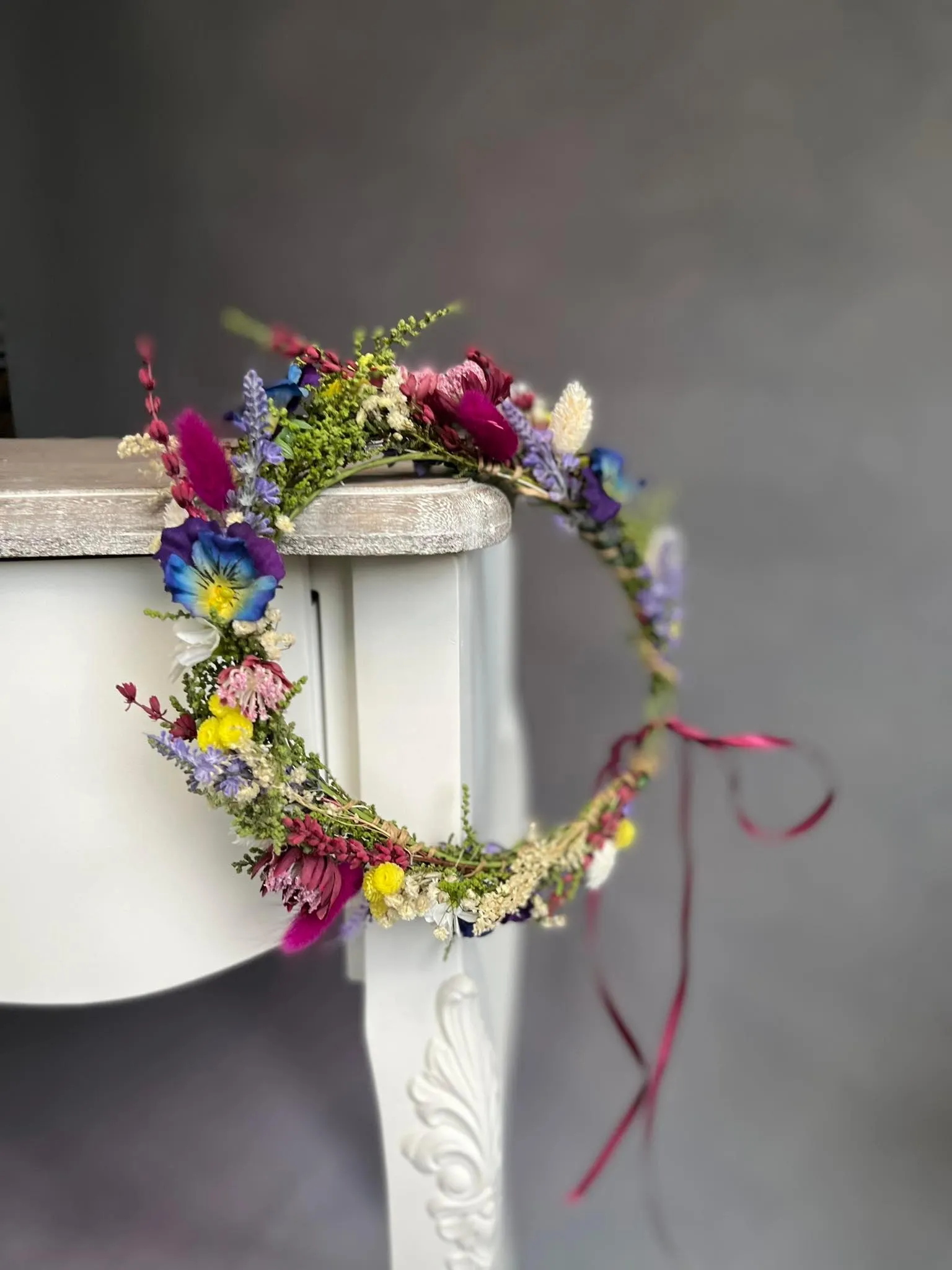 Bridal meadow flower hair crown