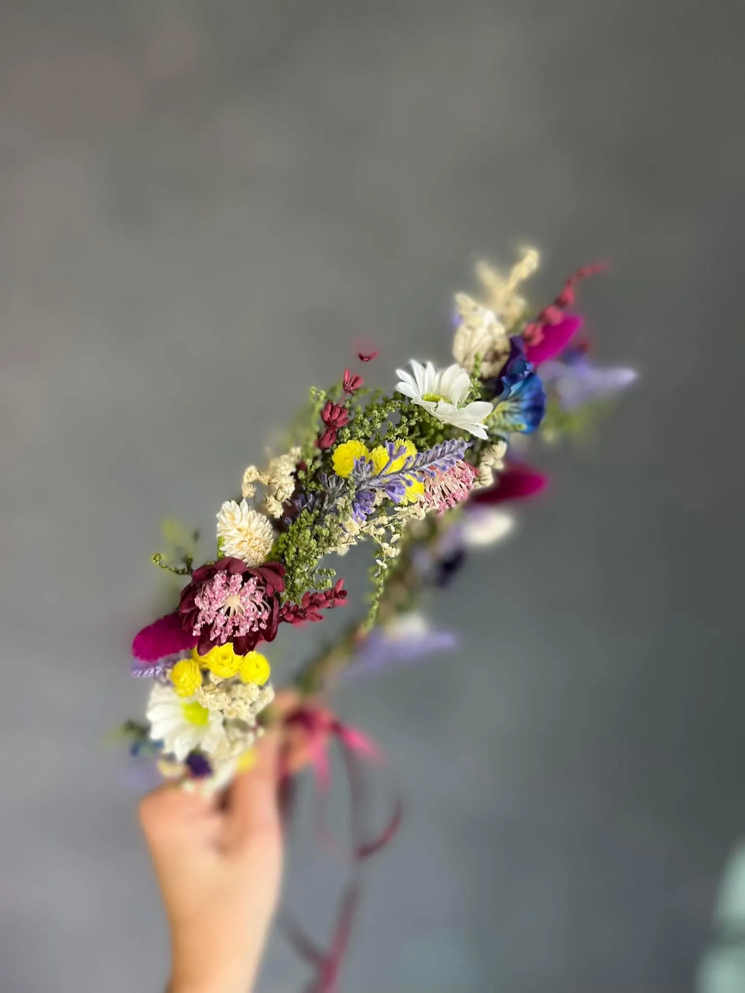 Bridal meadow flower hair crown