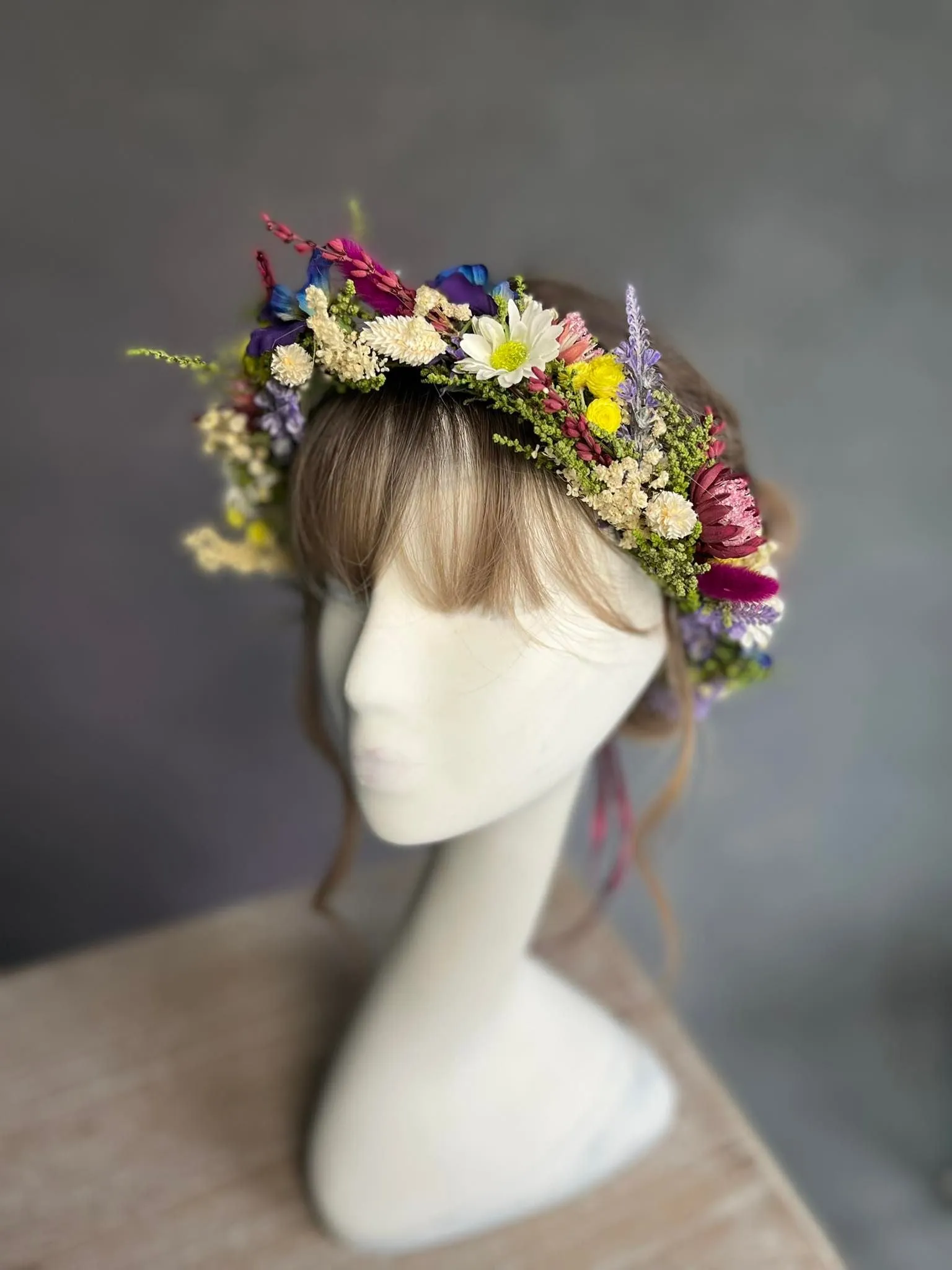 Bridal meadow flower hair crown