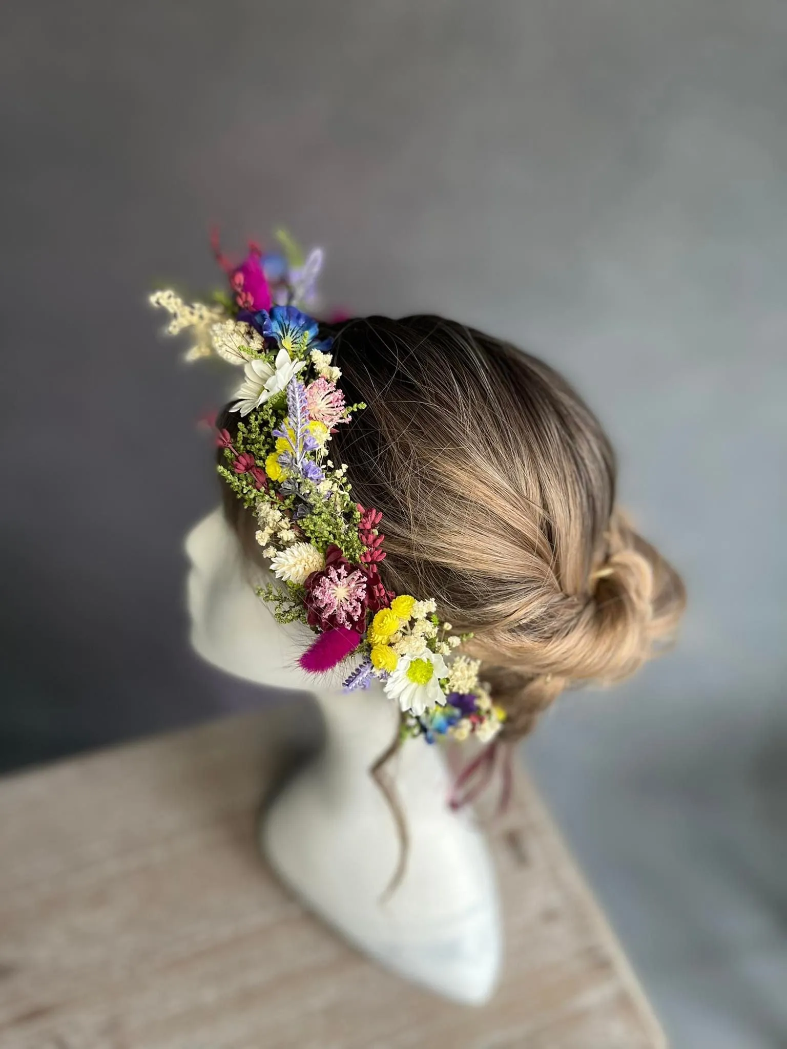 Bridal meadow flower hair crown