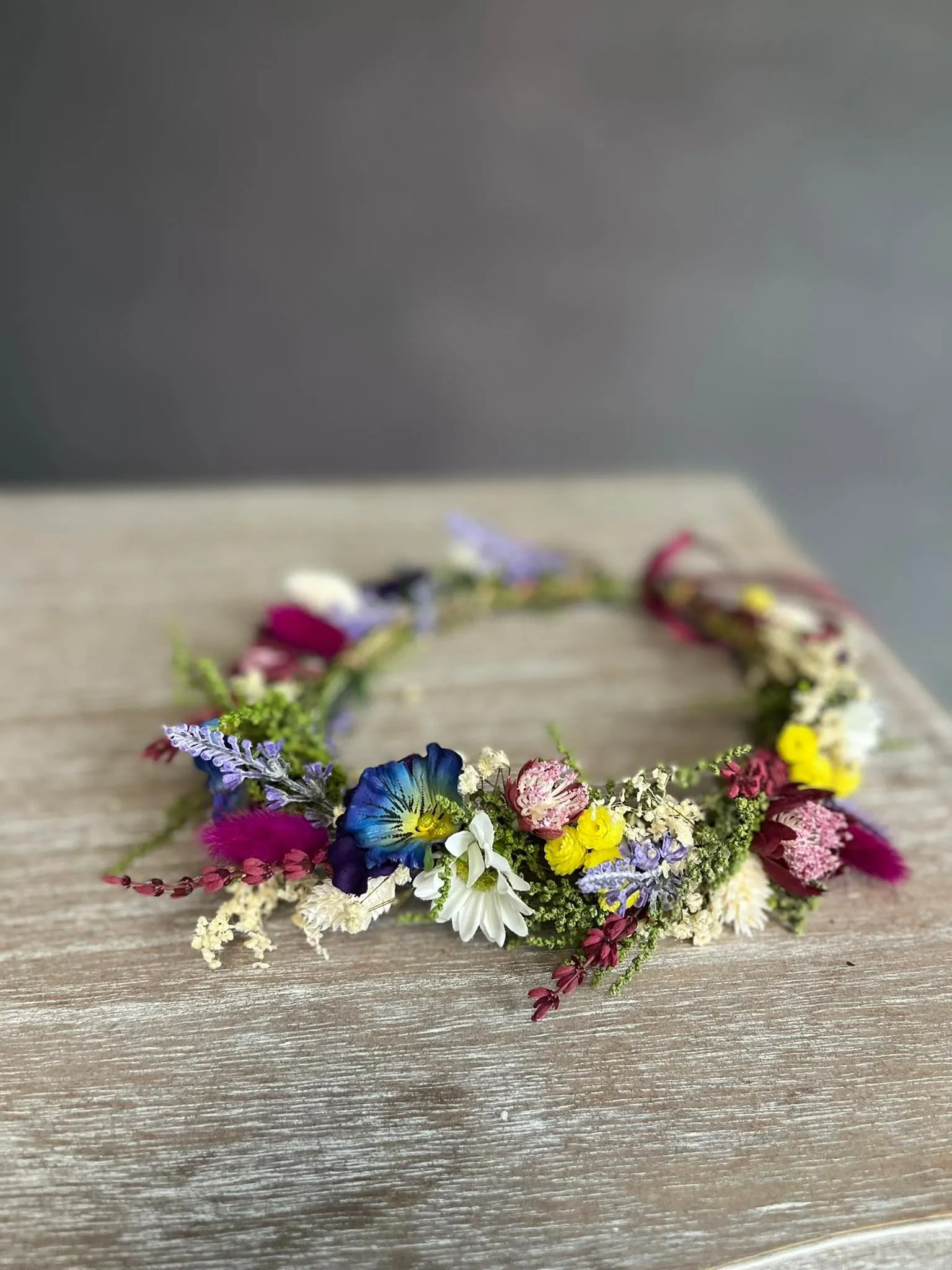 Bridal meadow flower hair crown