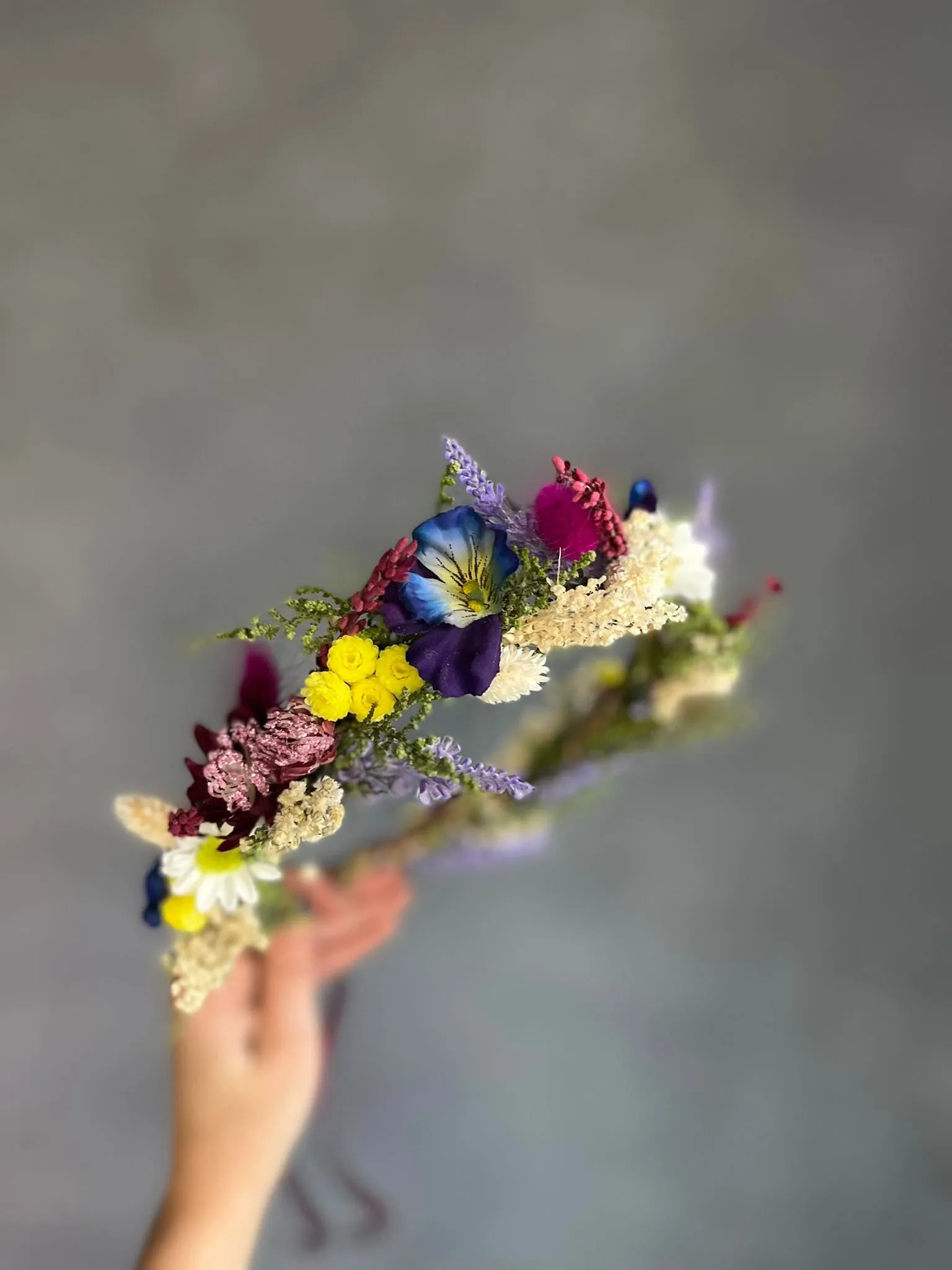 Bridal meadow flower hair crown