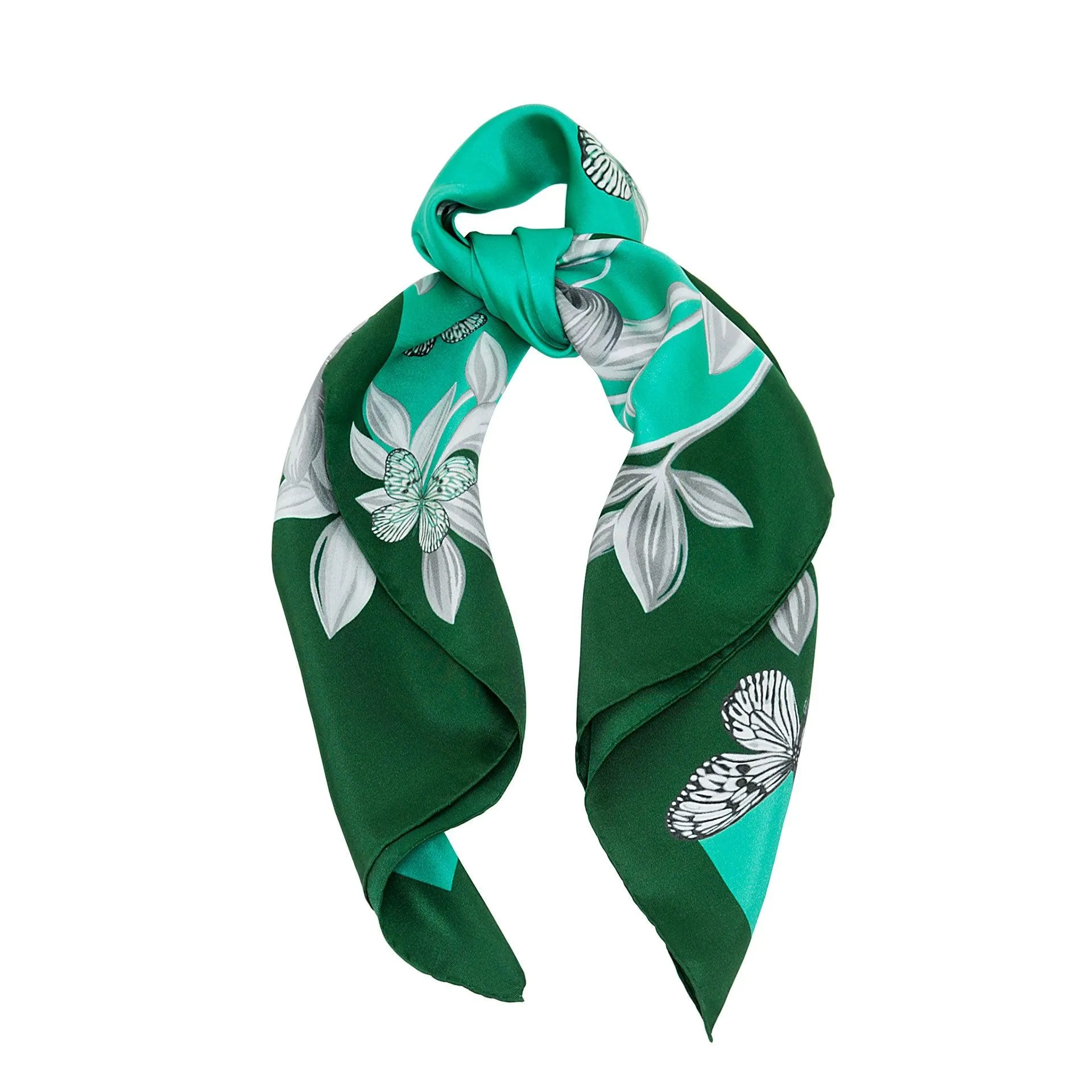 British Rose Garden Silk Scarf Emerald