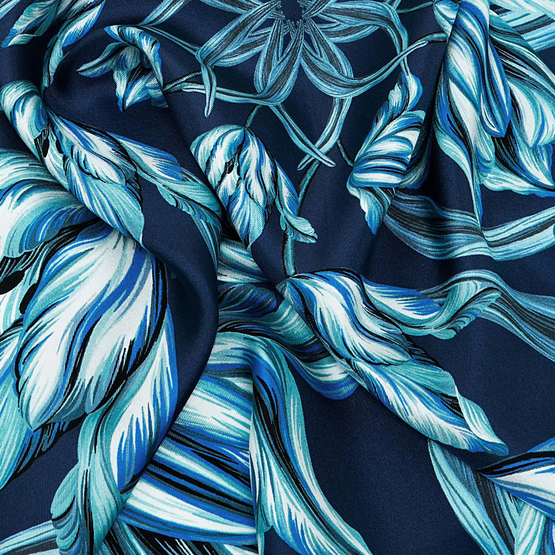 British Tulip Garden Silk Scarf Blue