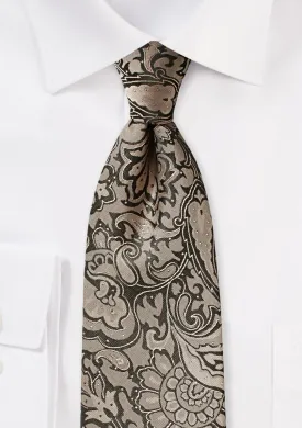 Bronze Floral Paisley Necktie