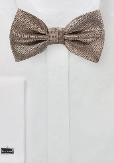 Bronze Gold Herringbone Bowtie