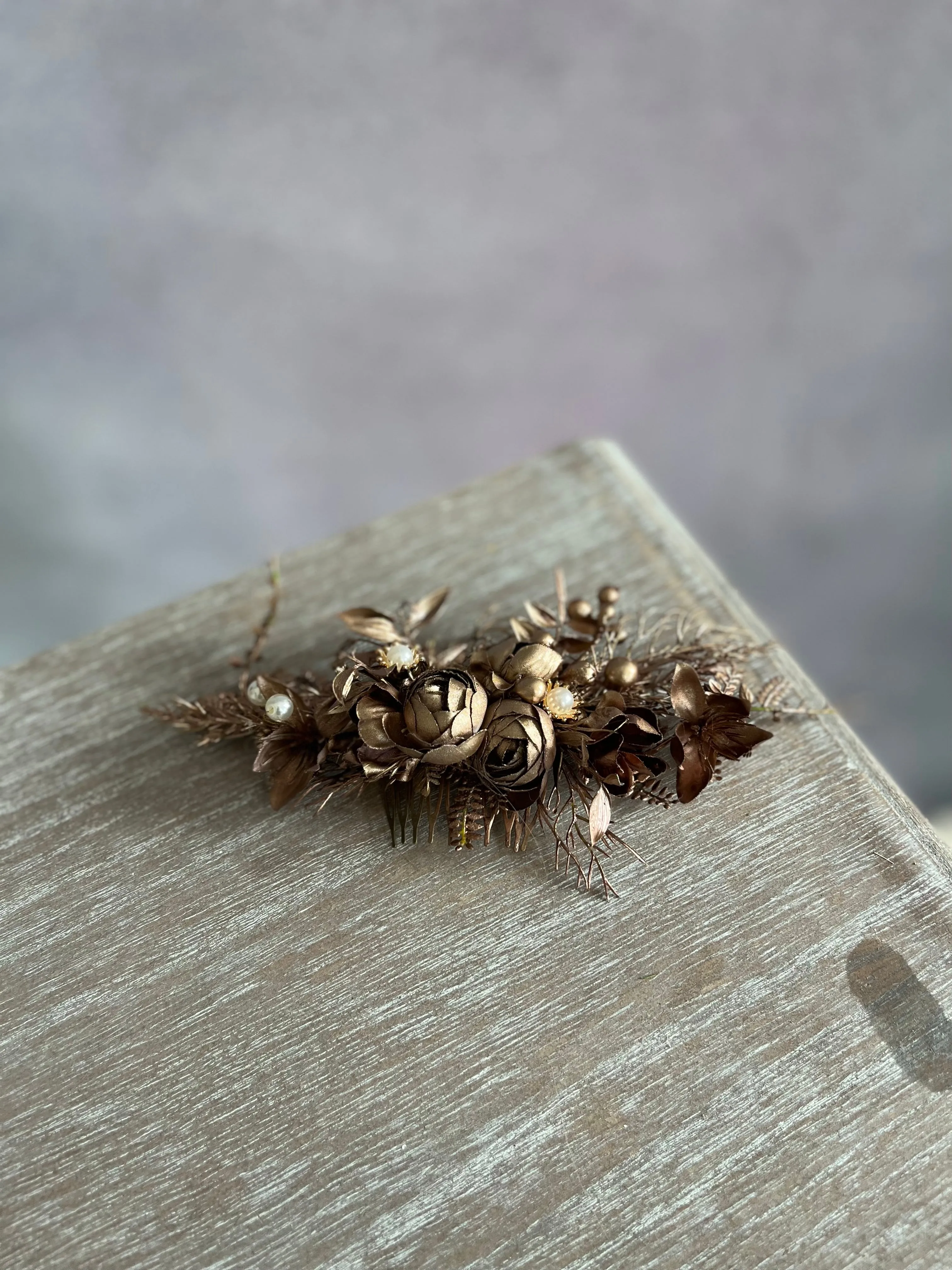 Bronze wedding hair comb